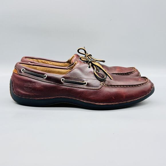 Timberland Other - Timberland Shoes Mens 13 Brown Leather Boat Deck Moc Toe Lace Up Casual Comfort